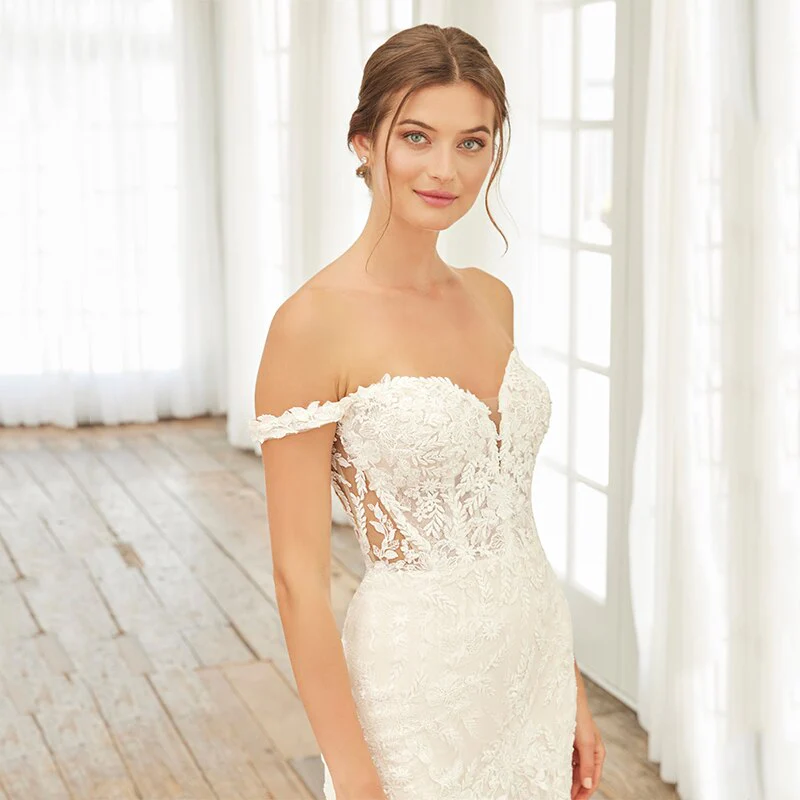 deanwangkt  Off the Shoulder Sweetheart Mermaid Applique Lace Wedding Dresses Trumpet Beach Bridal Gown Brautkleider Bride Vestidos De Novia - Deanwangkt