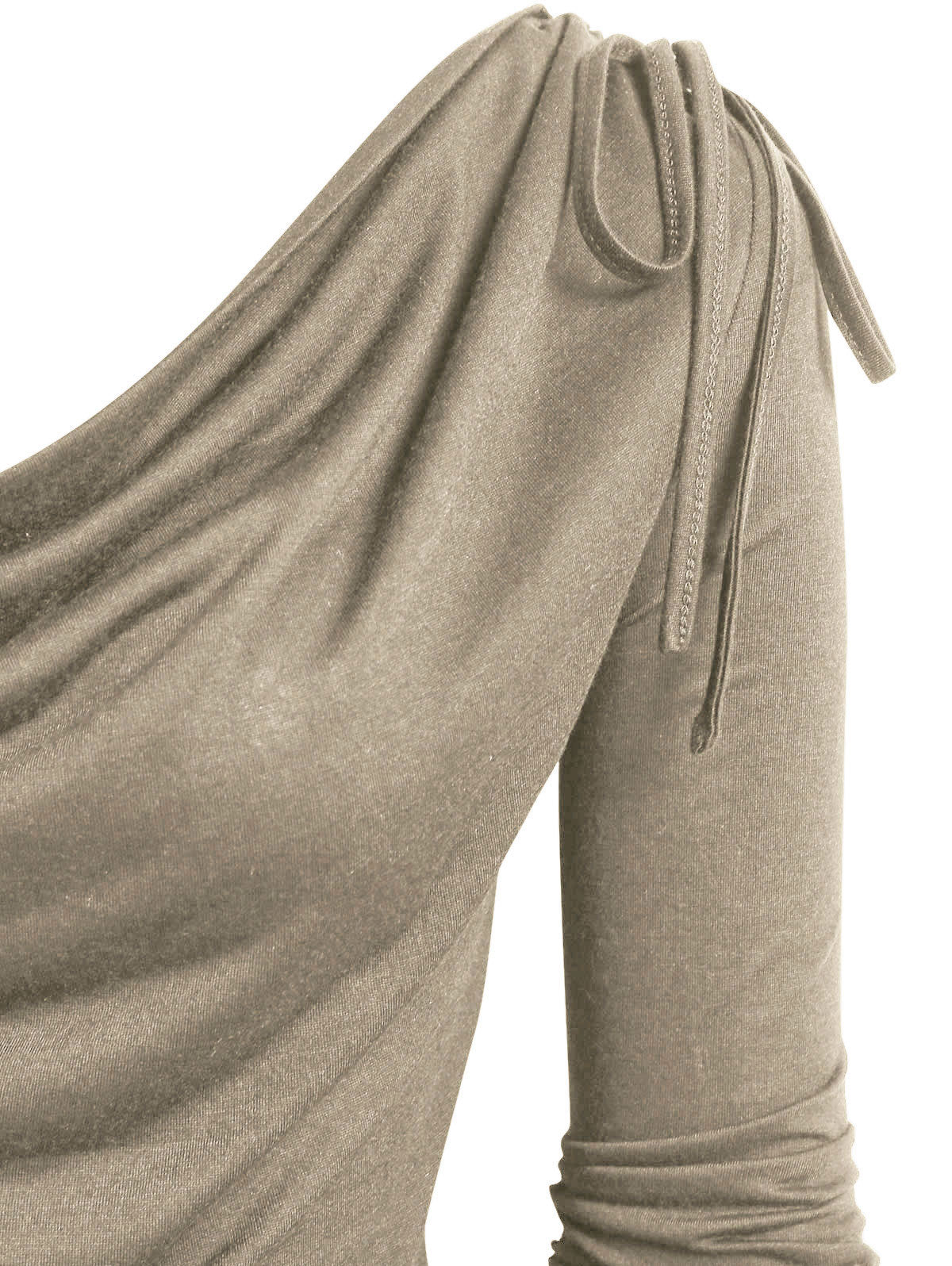 deanwangkt   Cowl Neck Cinched O Ring Tee Long Sleeve Loose Tops  Women's Spring Autumn Style Blouses Shirt - Deanwangkt