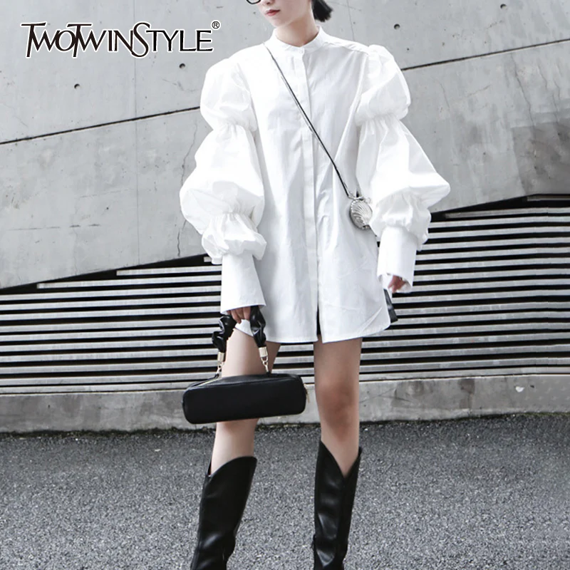 deanwangkt Vintage Loose Women's Blouses O Neck Puff Long Sleeve Ruched Autumn Shirts For Female Fashion Clothing  Tide - Deanwangkt