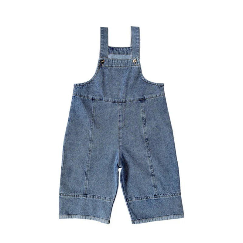deanwangkt Korean style Spring Kids Children Oversized Wide Leg Denim Overalls Baby Clothes Boys Girls Loose All-match Casual Pants - Deanwangkt