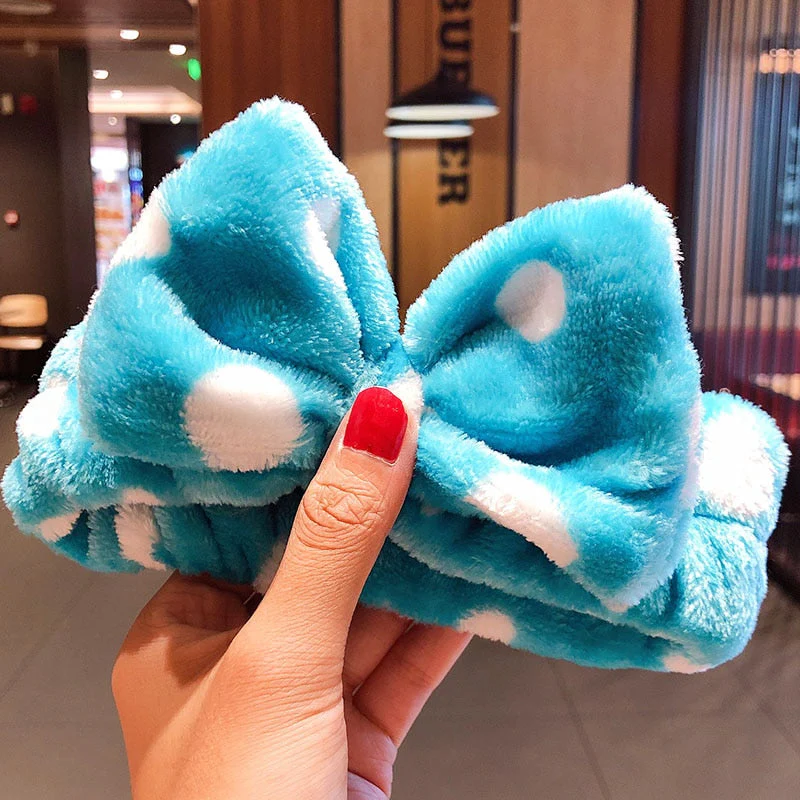 Wash Face Hair Holder Hairbands Soft Warm Coral Fleece Bow Animal Ears Headband For Women Girls Turban Fashion Hair Accessories - Deanwangkt