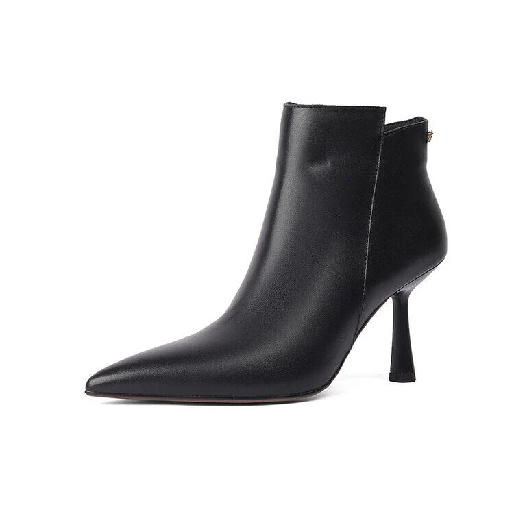 Wenkoubon Autumn Shoes    Women Genuine Leather Shoes for Women Pointed Toe Ankle Boots Super High Heel Shoes Winter Thin Heel Modern Boots - Deanwangkt