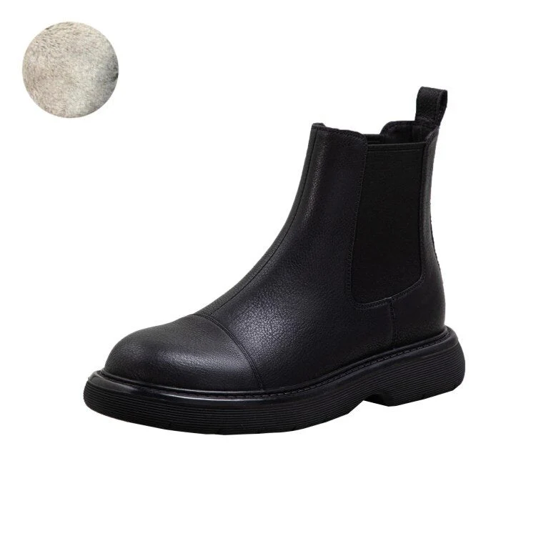 deanwangkt Autumn Boots    New Fall/Winter Women Shoes Flat Shoes Women Split Leather Ankle Boots Round Toe Thick Heel Boots Women Fashion Women Boots - Deanwangkt
