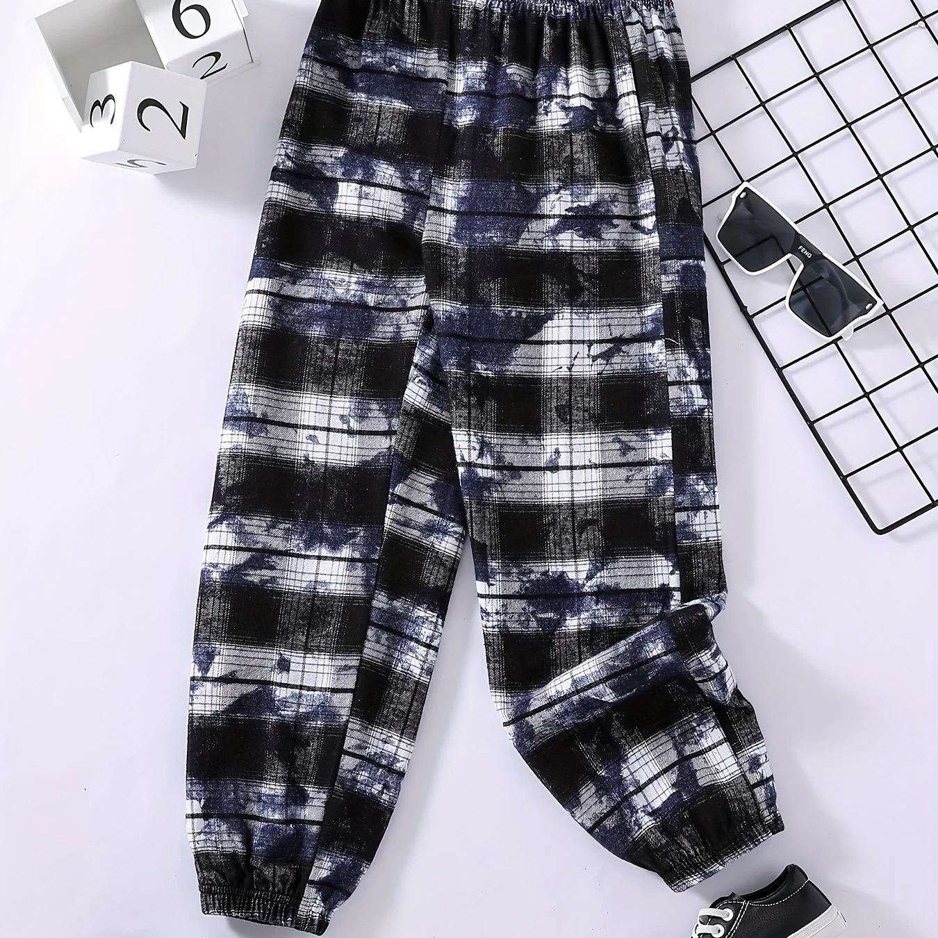 Stylish Boys Tie Dye Casual Plaid Soft Comfortable Long Pants For Spring And Autumn Kids Clothes Outdoor - Deanwangkt