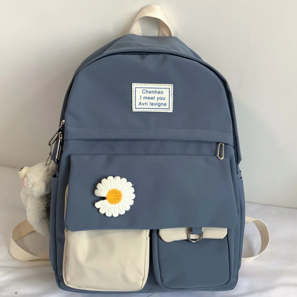 College Student Ladies Cute Backpack Women Flower Female Harajuku School Bags Book Kawaii Backpack Nylon Girl Trendy Bag Fashion - Deanwangkt