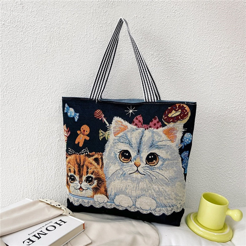 deanwangkt  Fashion Folding Women Big Size Handbag Tote Ladies Casual Flower Printing Canvas Graffiti Shoulder Bag Beach Bolsa Feminina - Deanwangkt