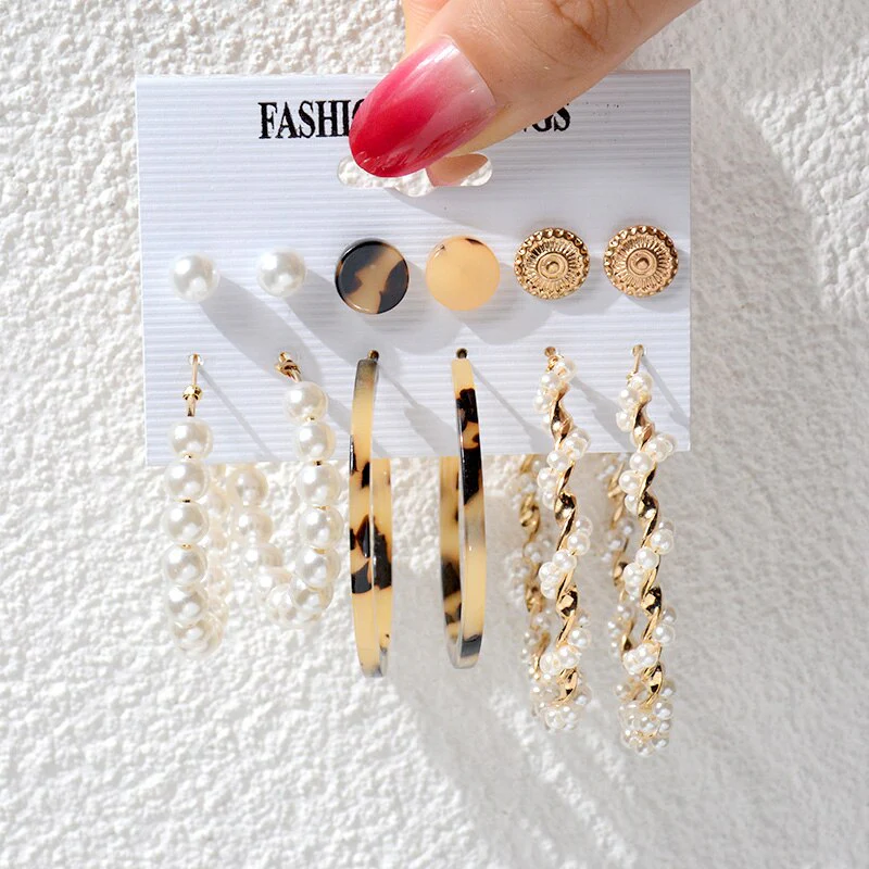 DEANWANGKT 23 Styles Women Earring Set Fashion Jewelry Gold Metal Big Hoop Dangle Drop Earing Butterfly Tassel Geometric Punk Brincos Femme - Deanwangkt