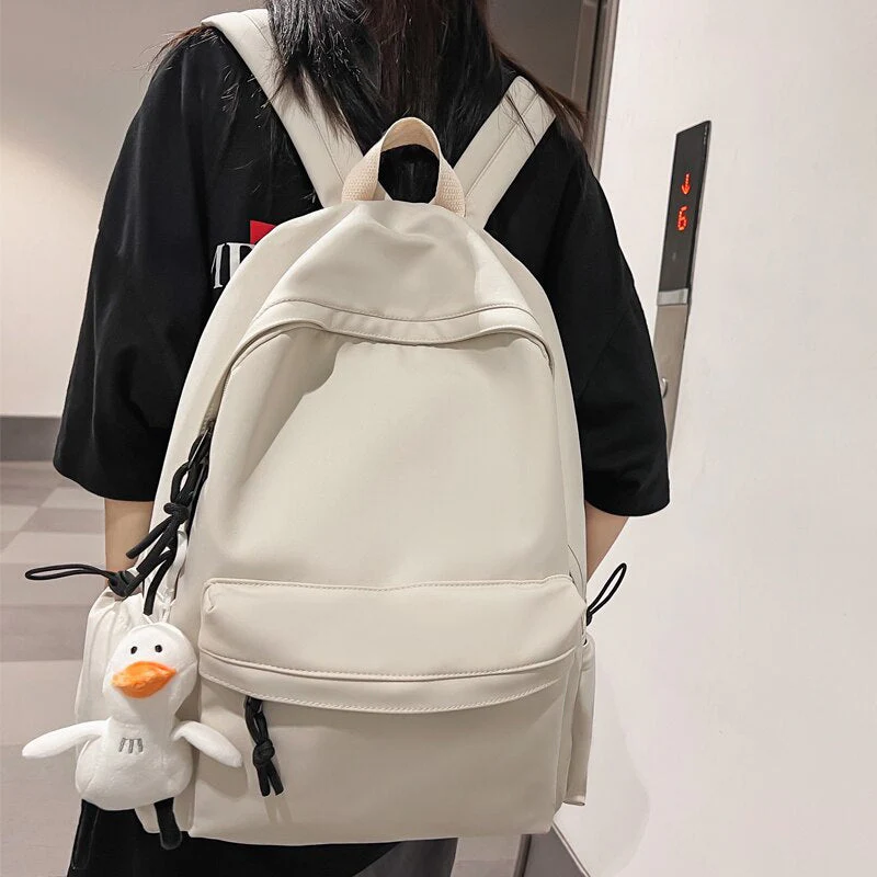 BACK TO COLLEGE   Trendy Men Rucksack Fashion Simple Solid Color Bookbag Teenager Women Backpack Girl School Bag Black Laptop Mochila - Deanwangkt