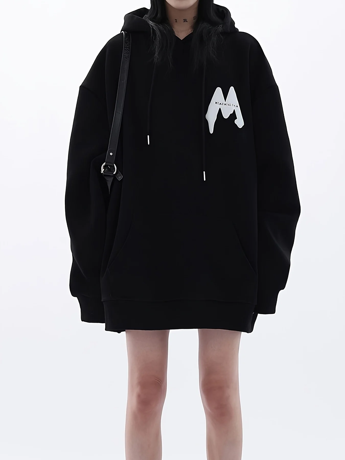 Minimalism Letter Print Drawstring Oversized Pocket Hoodies, Casual Fall Winter Sweatshirt, Women's Clothing - Deanwangkt