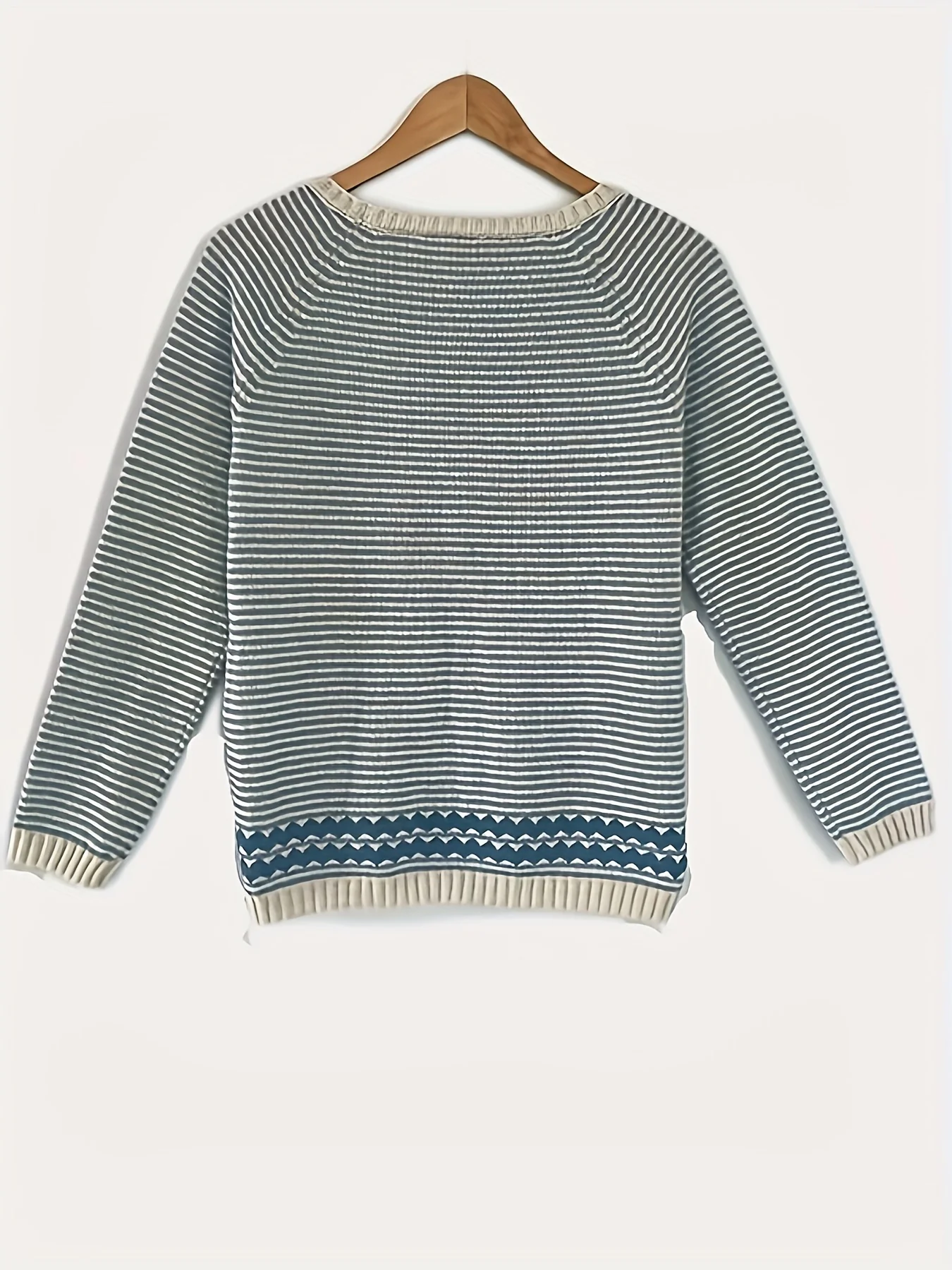 Striped Crew Neck Pullover Sweater, Casual Long Sleeve Sweater For Fall & Winter, Women's Clothing - Deanwangkt