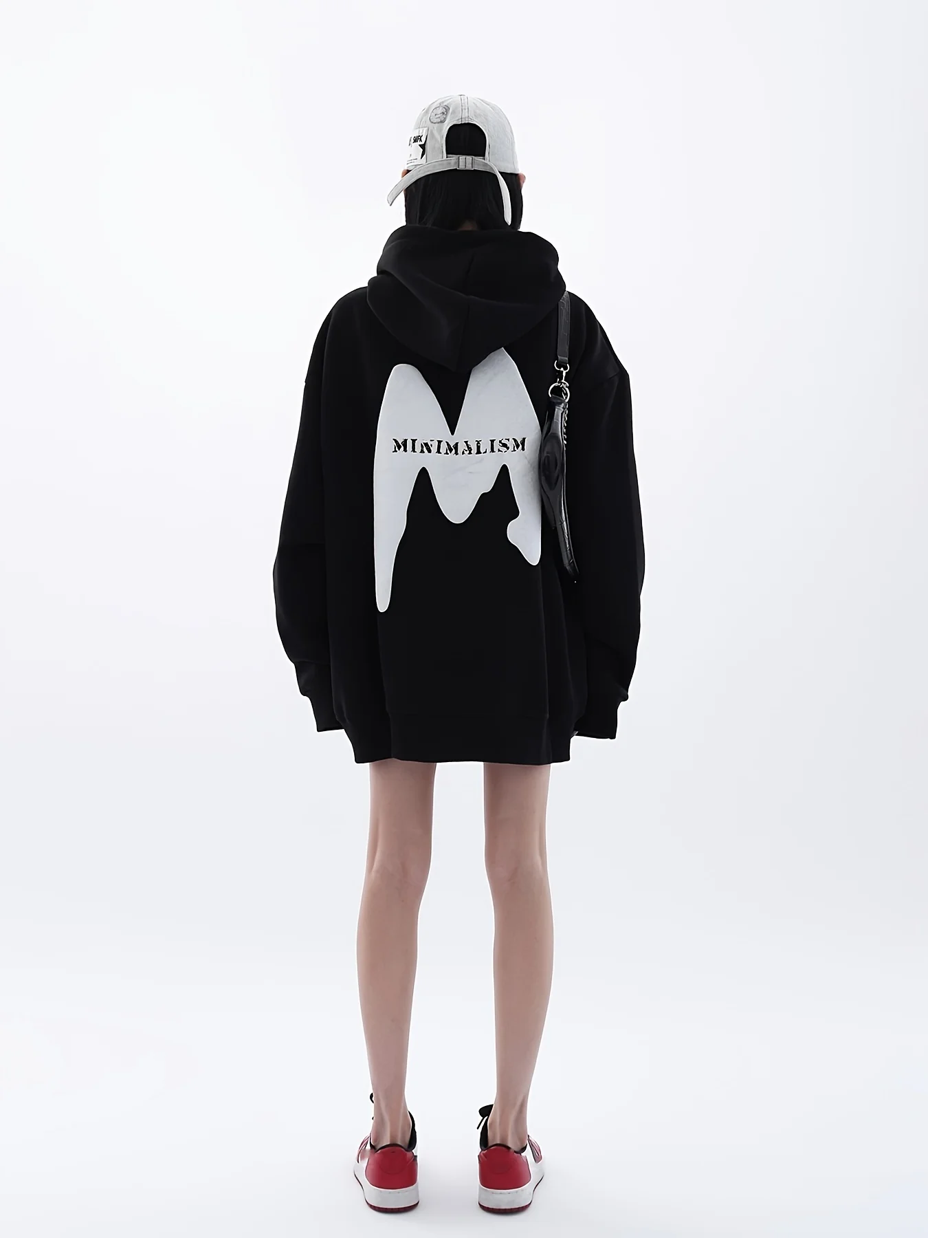 Minimalism Letter Print Drawstring Oversized Pocket Hoodies, Casual Fall Winter Sweatshirt, Women's Clothing - Deanwangkt