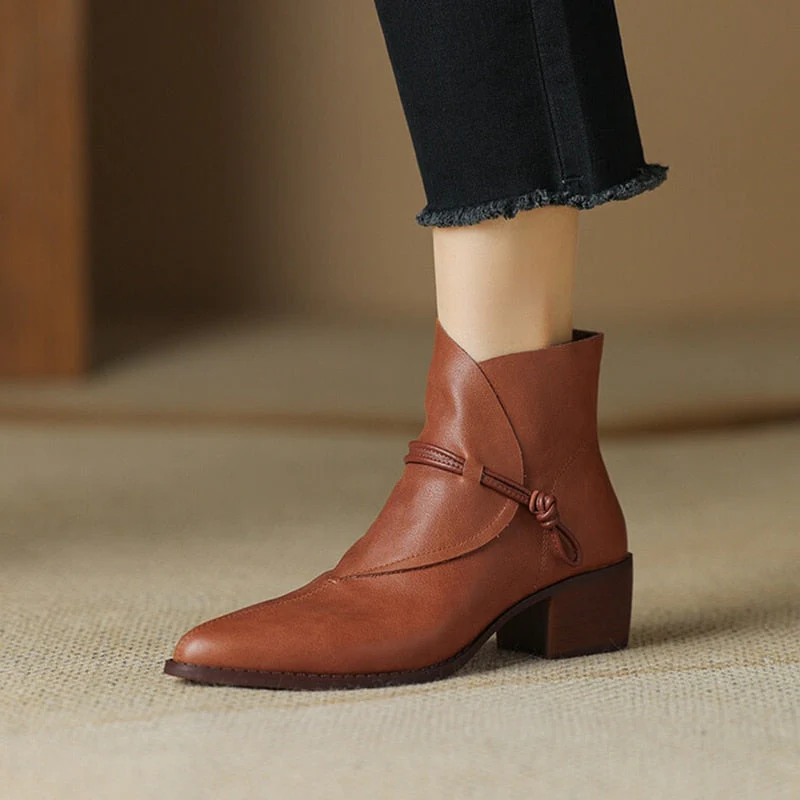 deanwangkt Autumn Boots    NEW Autumn Women Shoes Pointed Toe High Heel Boots Women Genuine Leather Shoes for Women Winter Ankle Boots Elegent Modern Boots - Deanwangkt