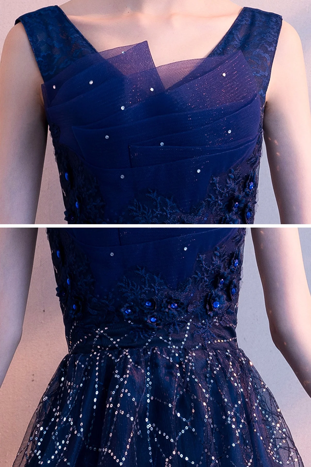 solvbao Blue Tulle Lace Long Prom Dresses, A-Line Evening Dresses - Deanwangkt