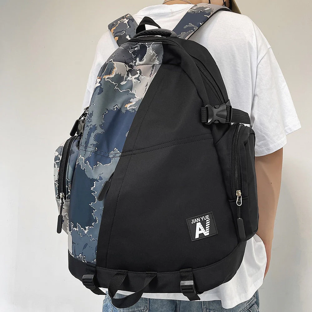 deanwangkt High Capacity Men Graffiti Backpack Camouflage Laptop Book Boy School Bag Female Fashion Women Cool Student Backpack Male Travel - Deanwangkt