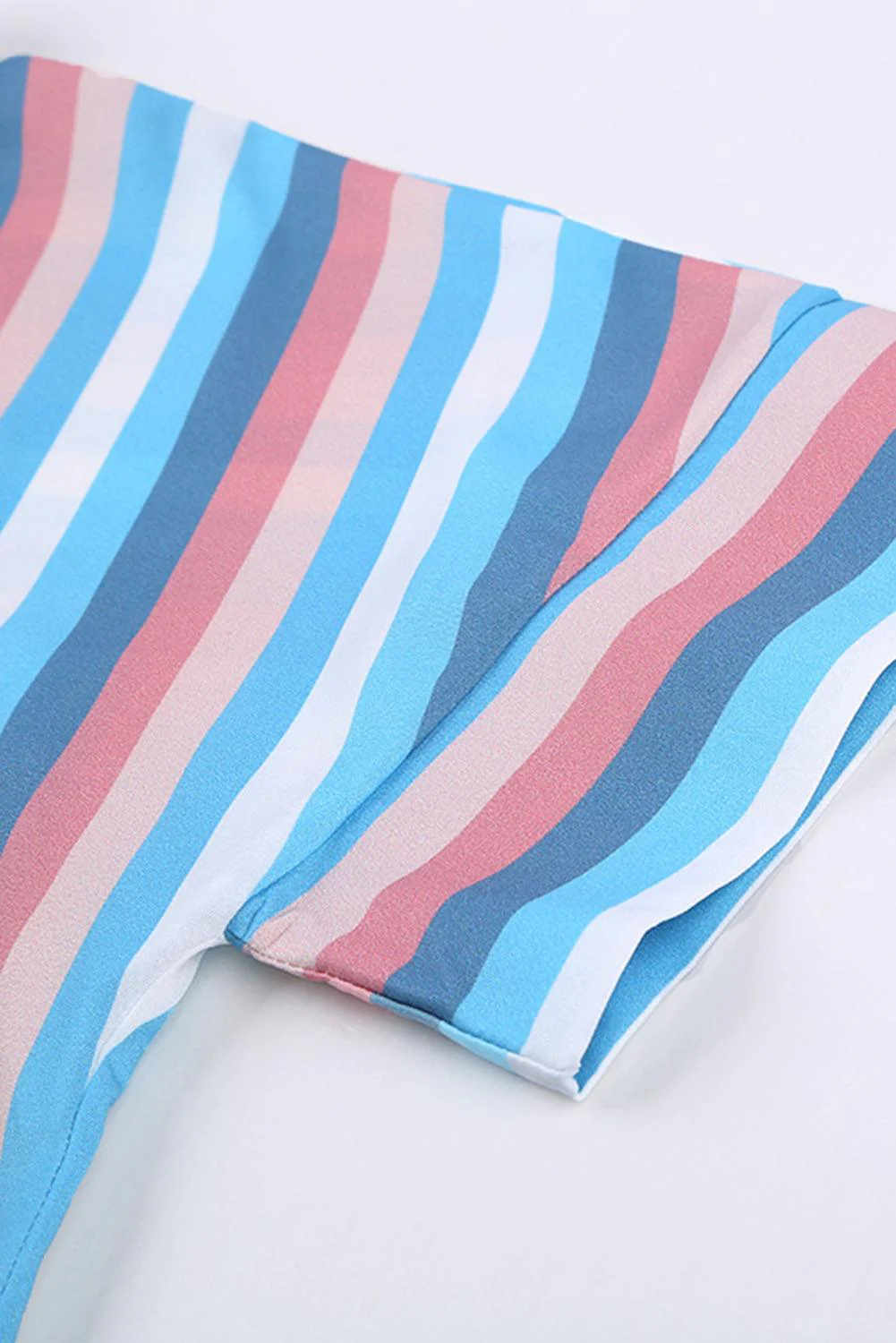 deanwangkt Striped Collared Neck Button-down Pocketed Top - Deanwangkt