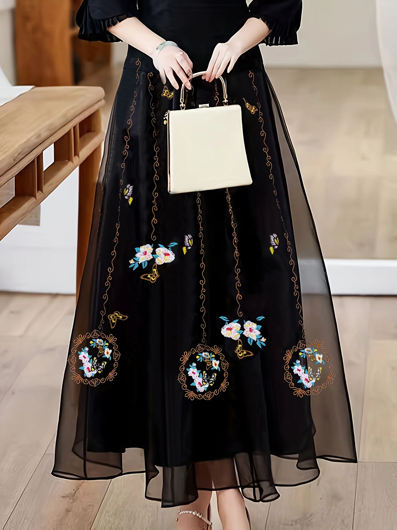 High Waist Embroidered Skirt, Ethnic Style Retro Casual Skirt, Women's Clothing - Deanwangkt