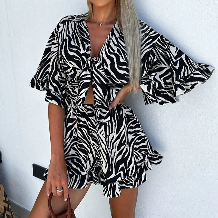 deanwangkt Casual V Neck Stripe Print Jumpsuit Office Lady Spring Summer Short Wide Leg Jumpsuits For Women White One Piece Rompers - Deanwangkt