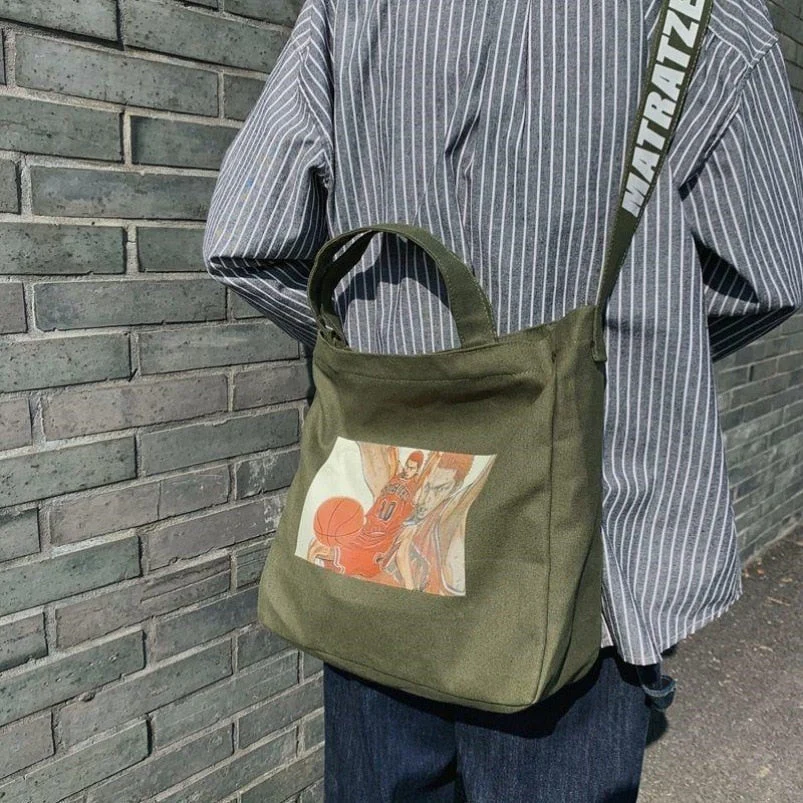 deanwangkt Soft Canvas Bag For Women&Men Unisex Big Messenger Bag Letter Print School Book Bag Crossbody bags New Casual Handbags Tote Bag - Deanwangkt