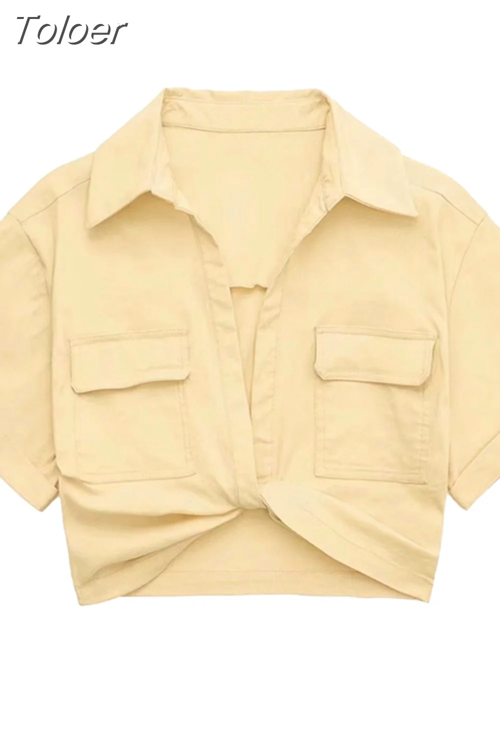 deanwangkt Lapel Short Sleeve Knot White Blouse Women Clothing Summer  Fashion Deep V-neck Shirts Ladies Tops Sexy Streetwear - Deanwangkt