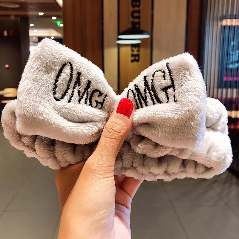 Wash Face Hair Holder Hairbands Soft Warm Coral Fleece Bow Animal Ears Headband For Women Girls Turban Fashion Hair Accessories - Deanwangkt