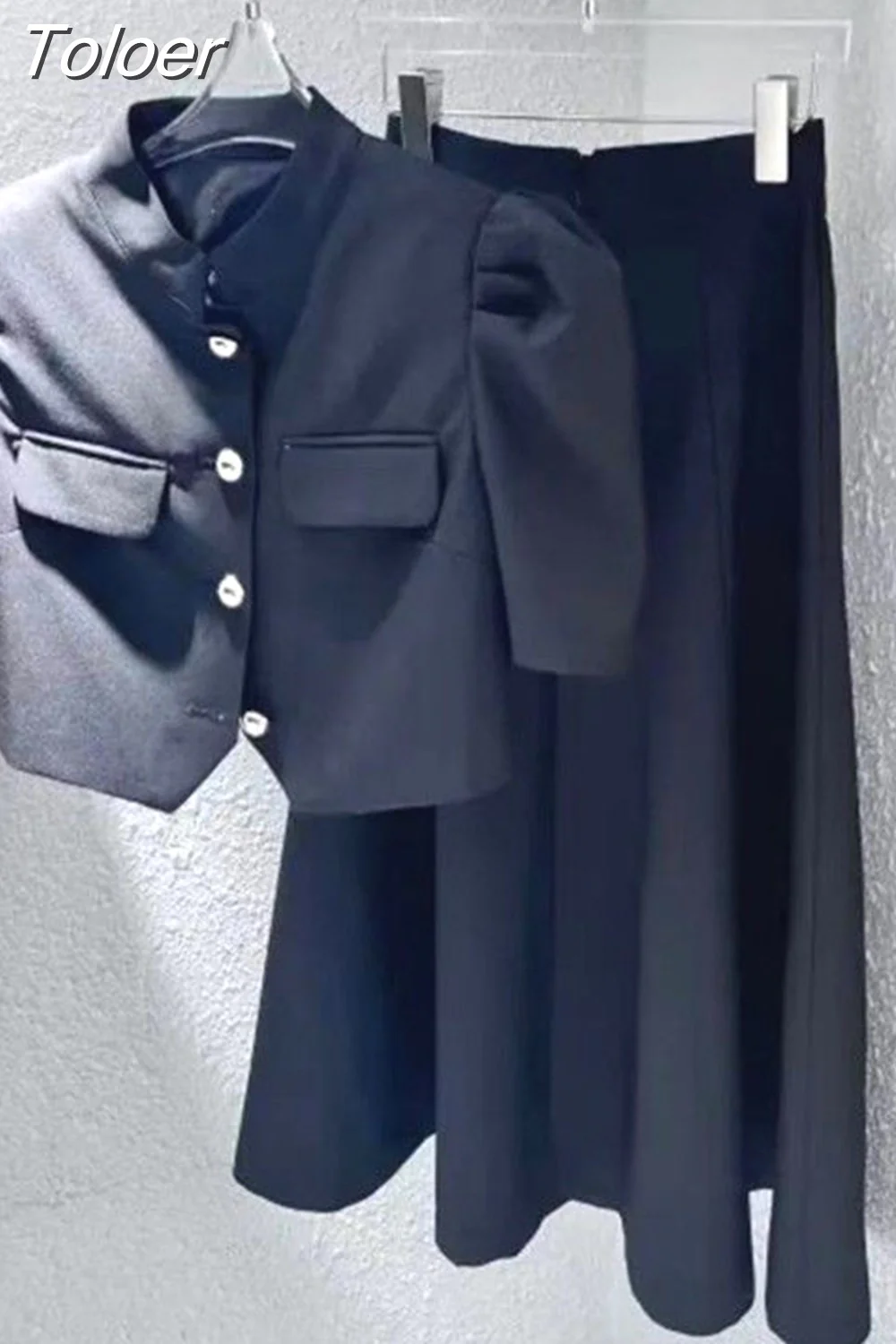 deanwangkt Quality New Summer Fashion Korean Sweet Elegant 2 Piece Set Women Crop Top Shirt Blouse Midi Skirt Suits Two Piece Outfits - Deanwangkt