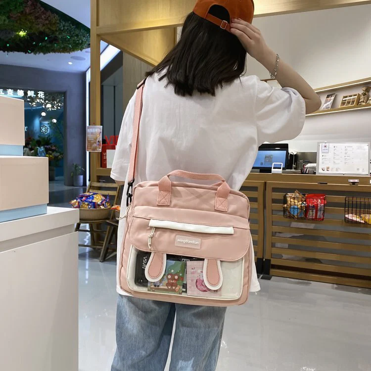 deanwangkt  Japanese Style Big Nylon Bag Women Cute Bunny Ears Crossbody Bag Women Handbags School Student Book Bag Satchels Shoulder Bag - Deanwangkt