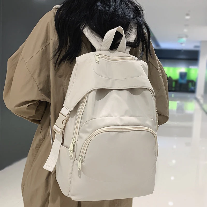 Back To School New Fashion Waterproof College Large-capacity Backpack Women Female Travel Solid Color Backpacks Teenage Girl School Bag Mochila - Deanwangkt