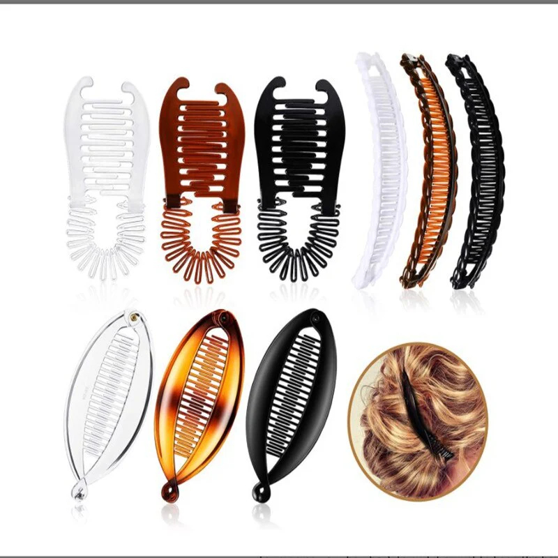 deanwangkt Fish clip set-Banana hair clips Fish hairpin combs Fashion combs Hot style Ponytail Banana clip hair combs Flat clamp for women - Deanwangkt