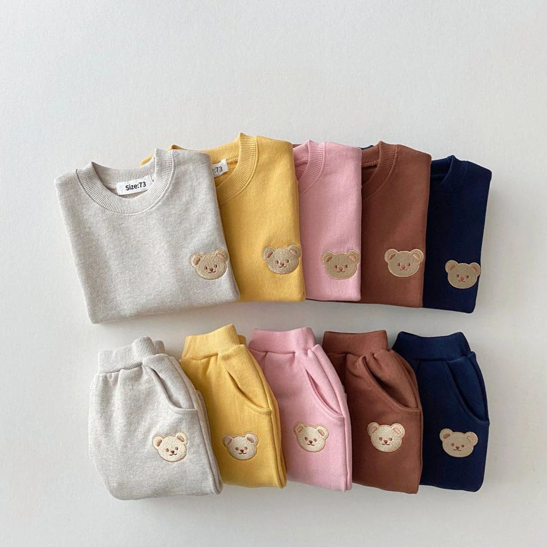 deanwangkt Fashion Toddler Baby Boys Girl Fall Clothes Sets Baby Girl Clothing Set Kids Sports Bear Sweatshirt Pants 2Pcs Suits Outfits - Deanwangkt