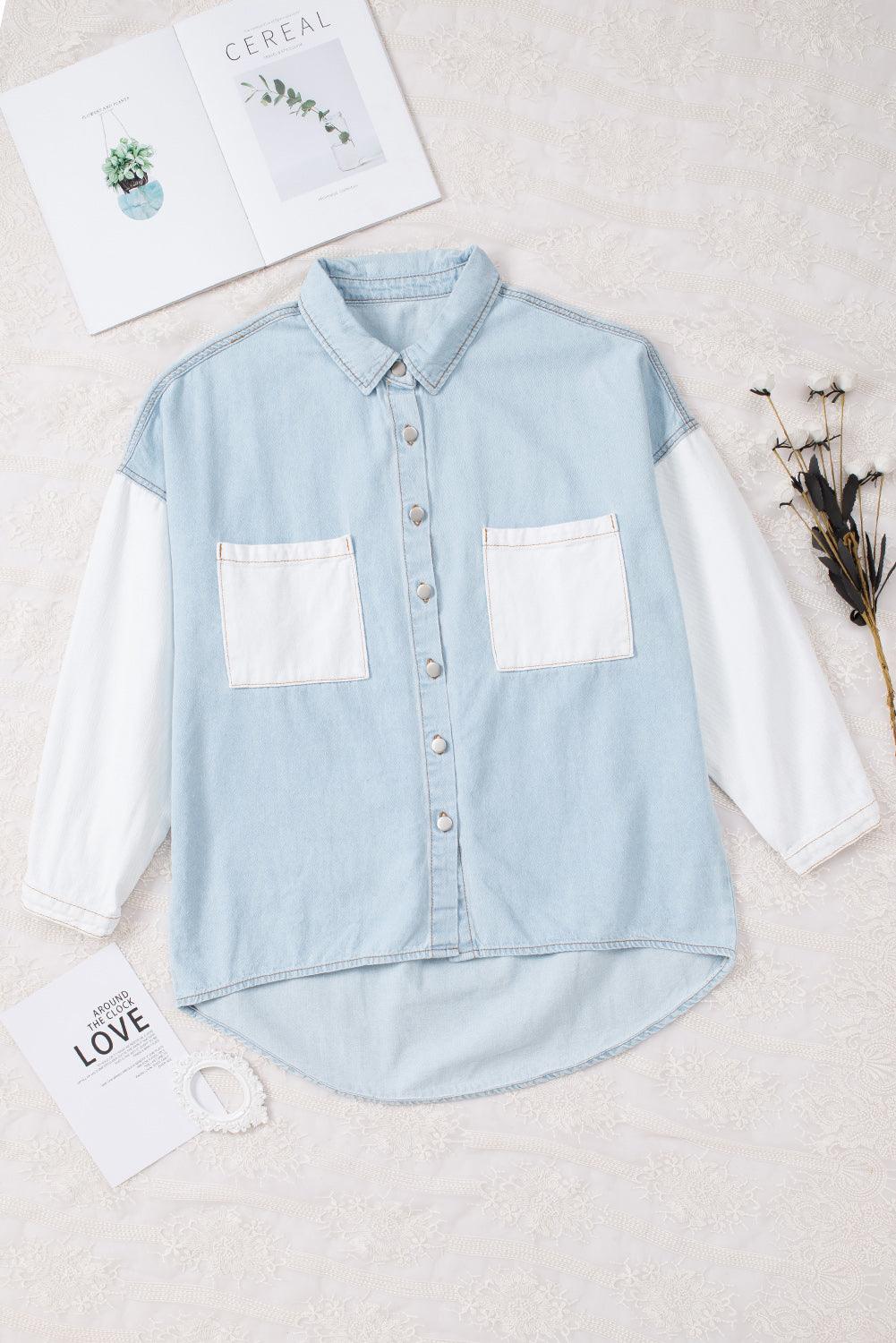 deanwangkt Leopard Contrast Denim Top - Deanwangkt