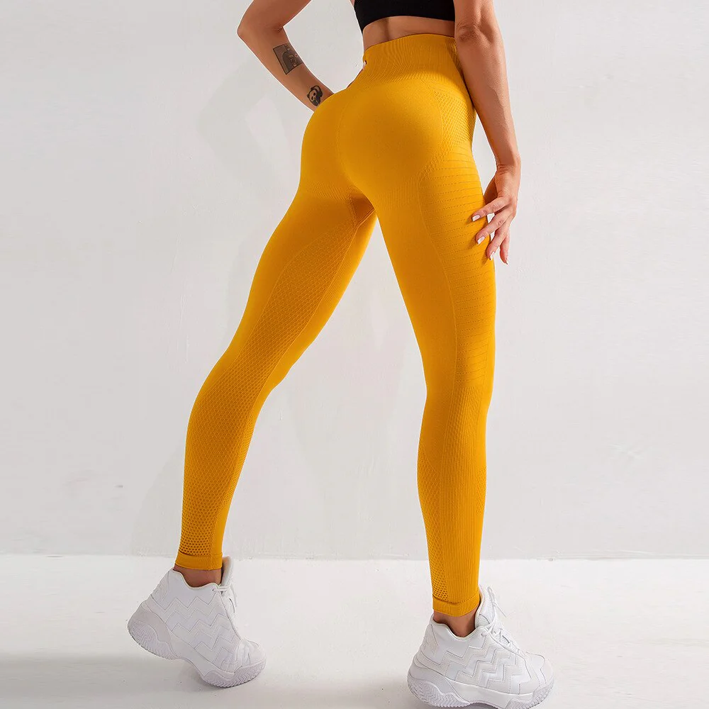 DEANWANGKT Peach Hip Female Fitness Leggings Tight Breathable Gym Yoga Sports Pants Sexy Seamless High Waist Hip Lift Yoga Pants - Deanwangkt