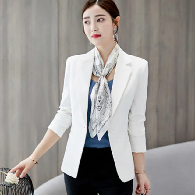 deanwangkt New Women Autumn Blazer Jacket Fashion Basic Blazer Casual Solid Button Long Sleeve Work Suit Coat Office Lady Elegant Blazers - Deanwangkt