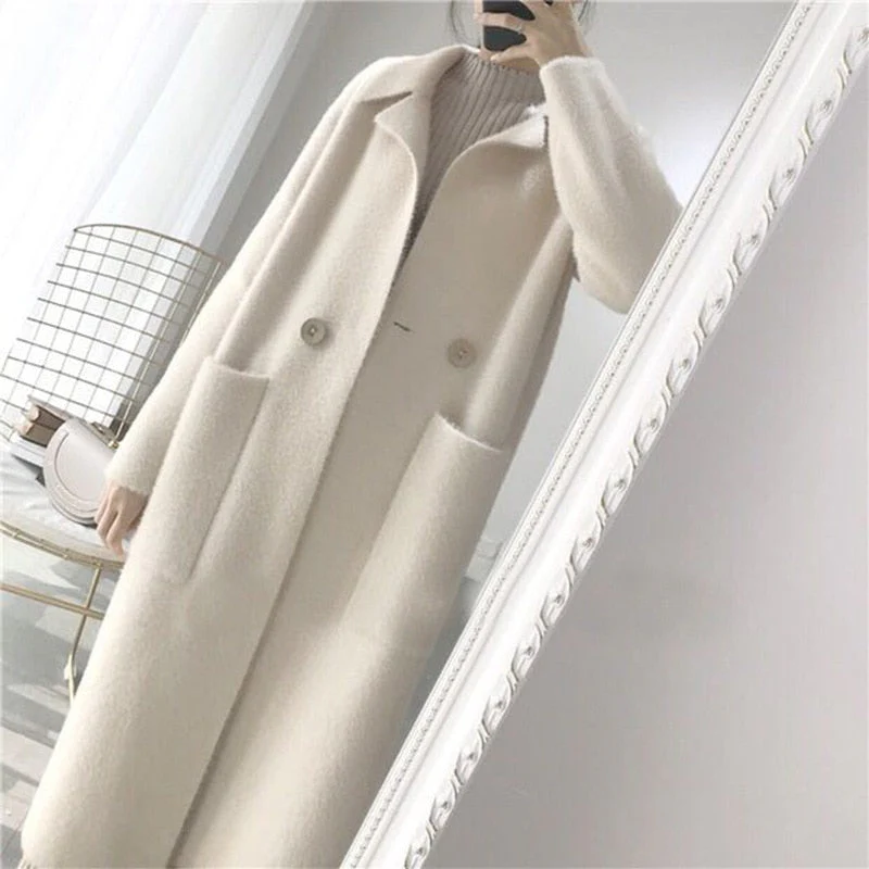 deanwangkt  British Double Breasted Oversized Long Trench Coat Women Windbreaker Fashion Female Turn-down Collar Long Overcoats Casual top - Deanwangkt