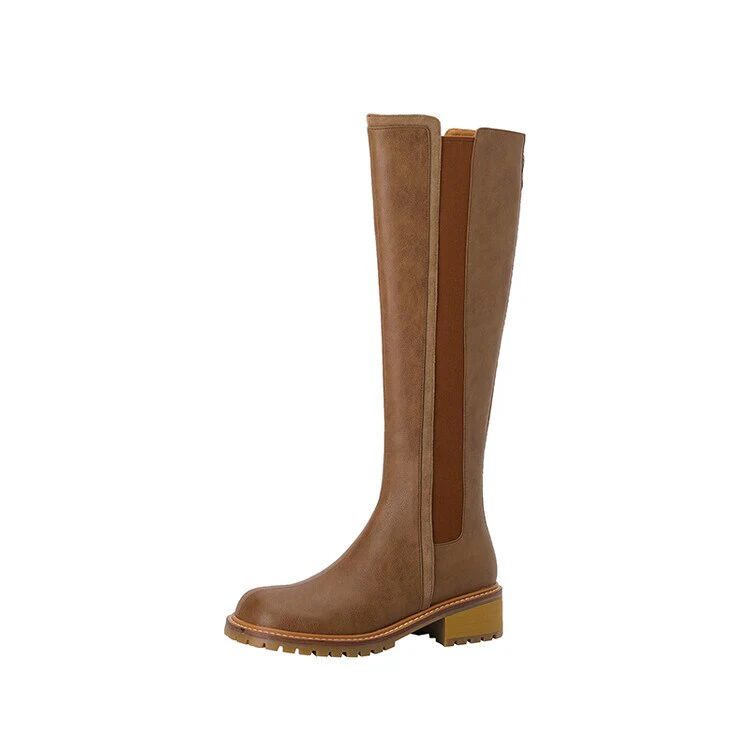 deanwangkt Autumn Boots   NEW Fall Women Shoes Round Toe Chunky Shoes Women Winter Split Leather Knight Boots Thick Heel Knee High Boots Retro Boots Women - Deanwangkt