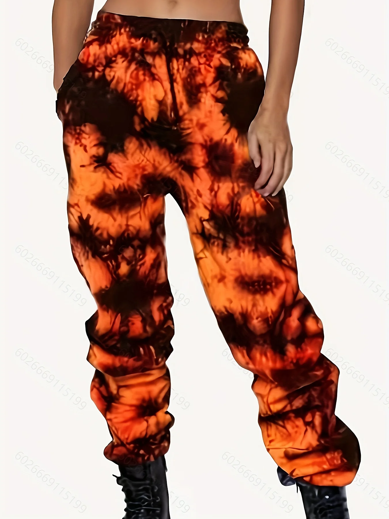 Plus Size Casual Pants, Women's Plus Tie Dye High Waist Harem Drawstring Pants With Pockets - Deanwangkt