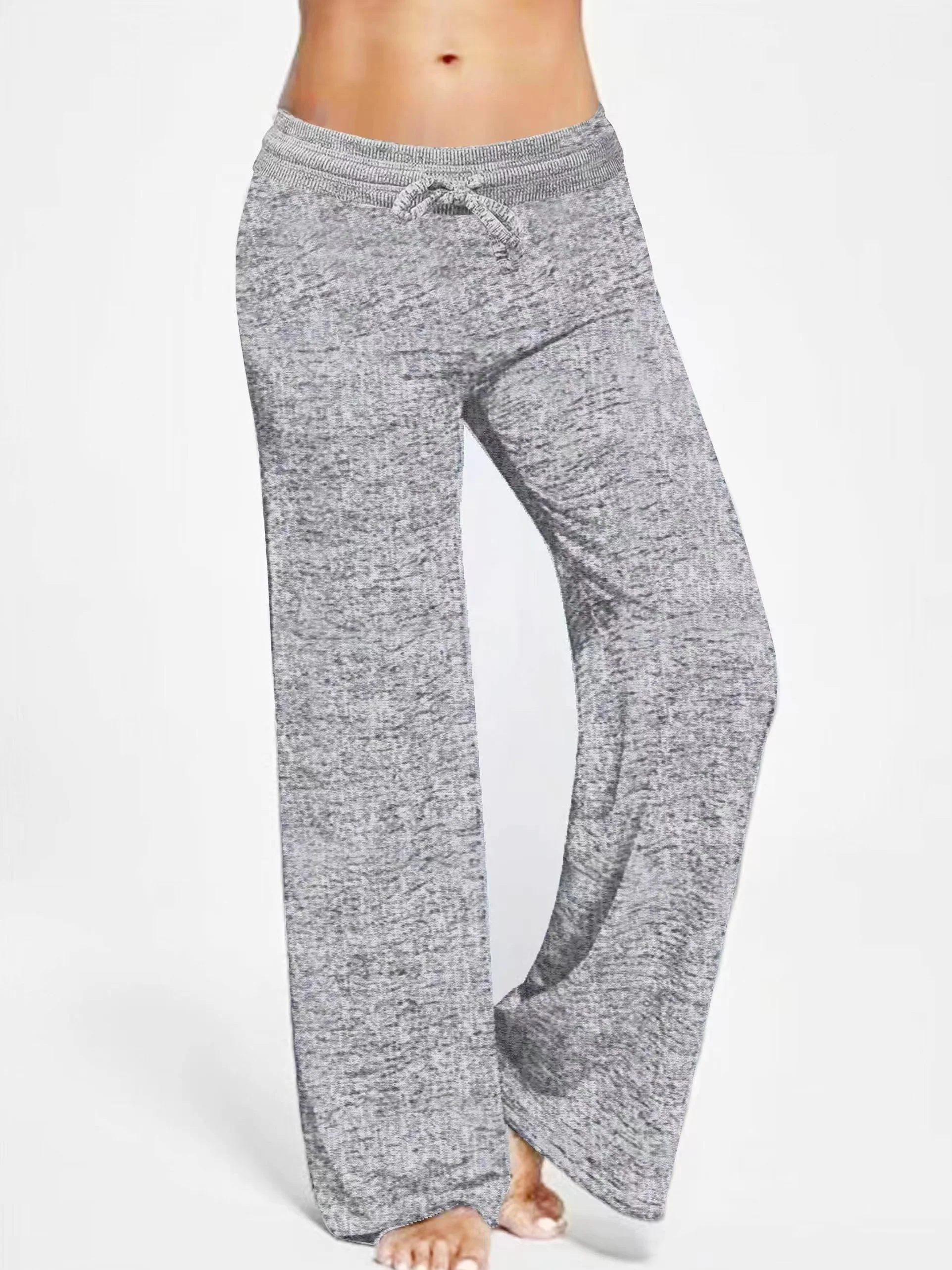 deanwangkt-1  Solid Drawstring Straight Leg Pants, Casual Loose Pants For Spring & Fall, Women's Clothing - Deanwangkt