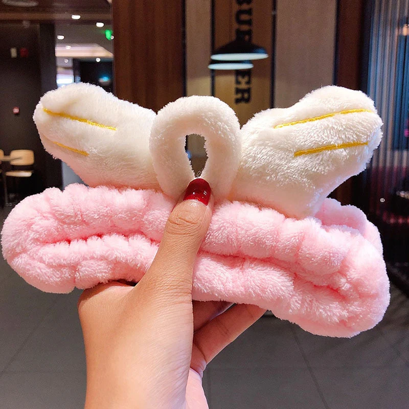 Wash Face Hair Holder Hairbands Soft Warm Coral Fleece Bow Animal Ears Headband For Women Girls Turban Fashion Hair Accessories - Deanwangkt