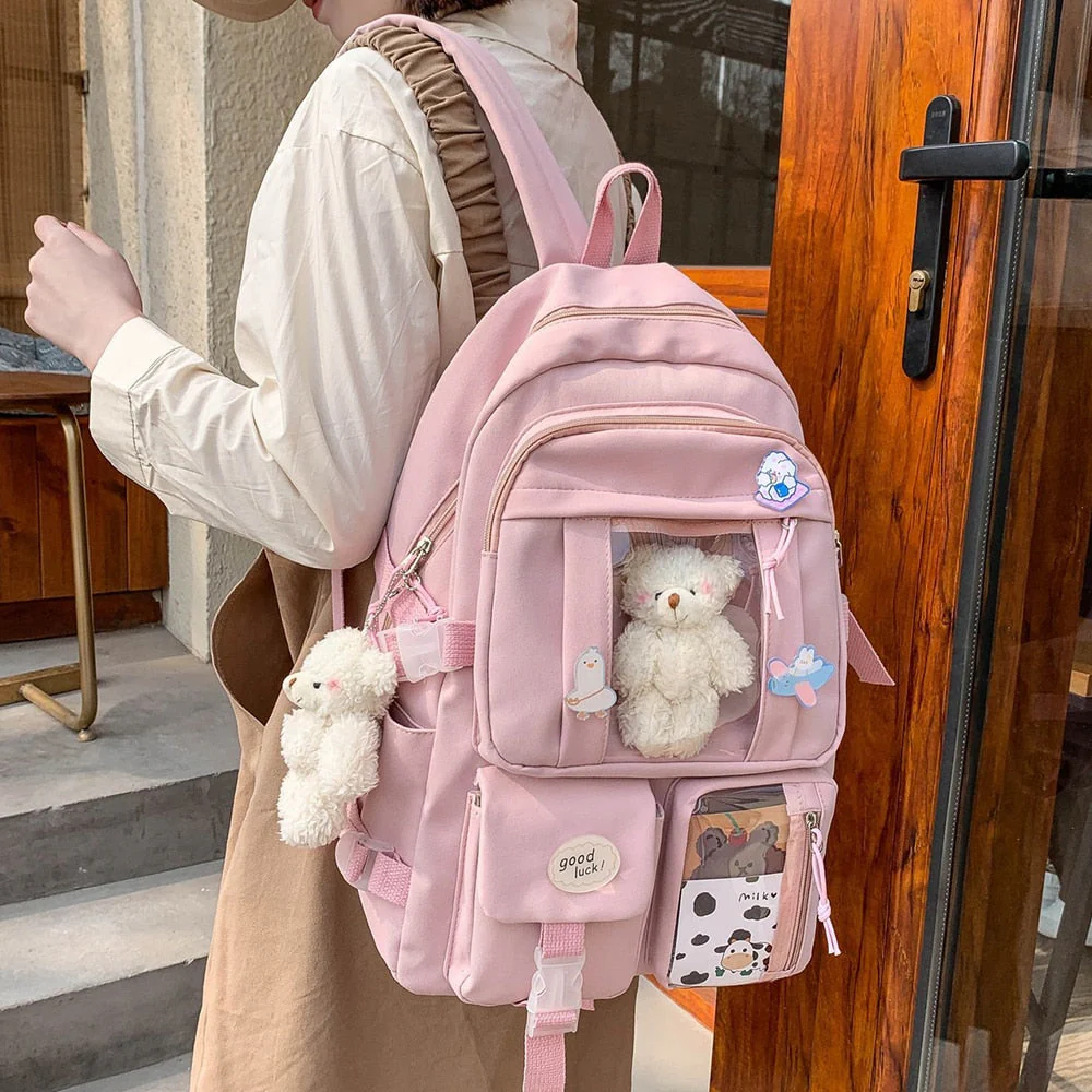 deanwangkt High School Girls Backpack High Capacity School Bags For Teenage Girls Multi Pockets Kawaii Backpack Women Harajuku Cute Mochila - Deanwangkt