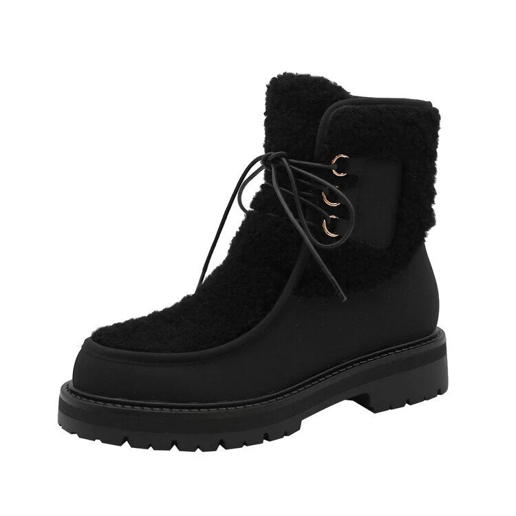 deanwangkt  fashion inspo   NEW Winter Boots Women Split Leather Shoes for Women Round Toe Chunky Heel Women Boots Platform Snow Boots Warm Plush Boots - Deanwangkt