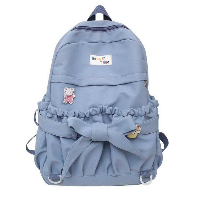 Back To School Korean Style Women Sweet Backpack Large Capacity Open Pockets Kawaii Female Bow School Bags for Teenager Girls Travel Backpacks - Deanwangkt
