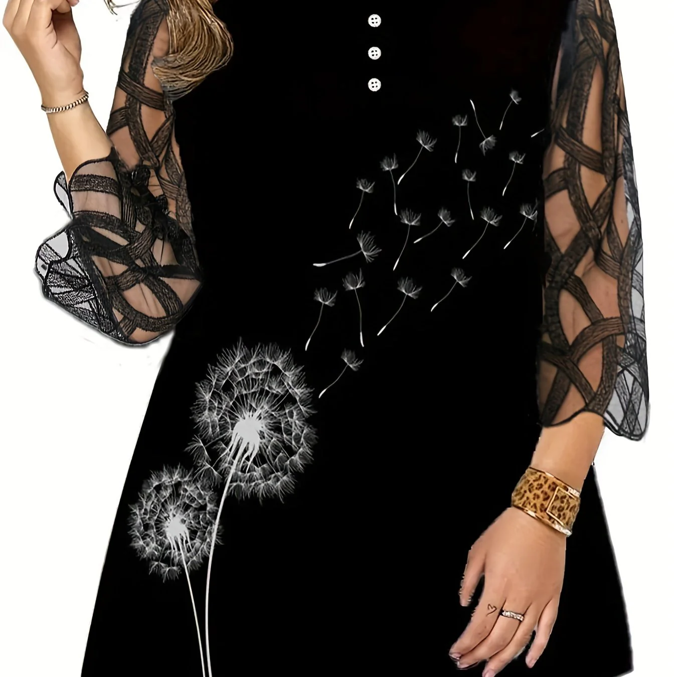 Women's Plus Size Crew Neck Tee, Casual Spring Summer Fall Top T-Shirt Contrast Mesh - Deanwangkt