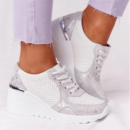 deanwangkt Women Sneakers  Leopard Print Lace-Up Women's Vulcanize Shoes Platform Sports Ladies Sneakers Breathable Plus Women Shoes - Deanwangkt