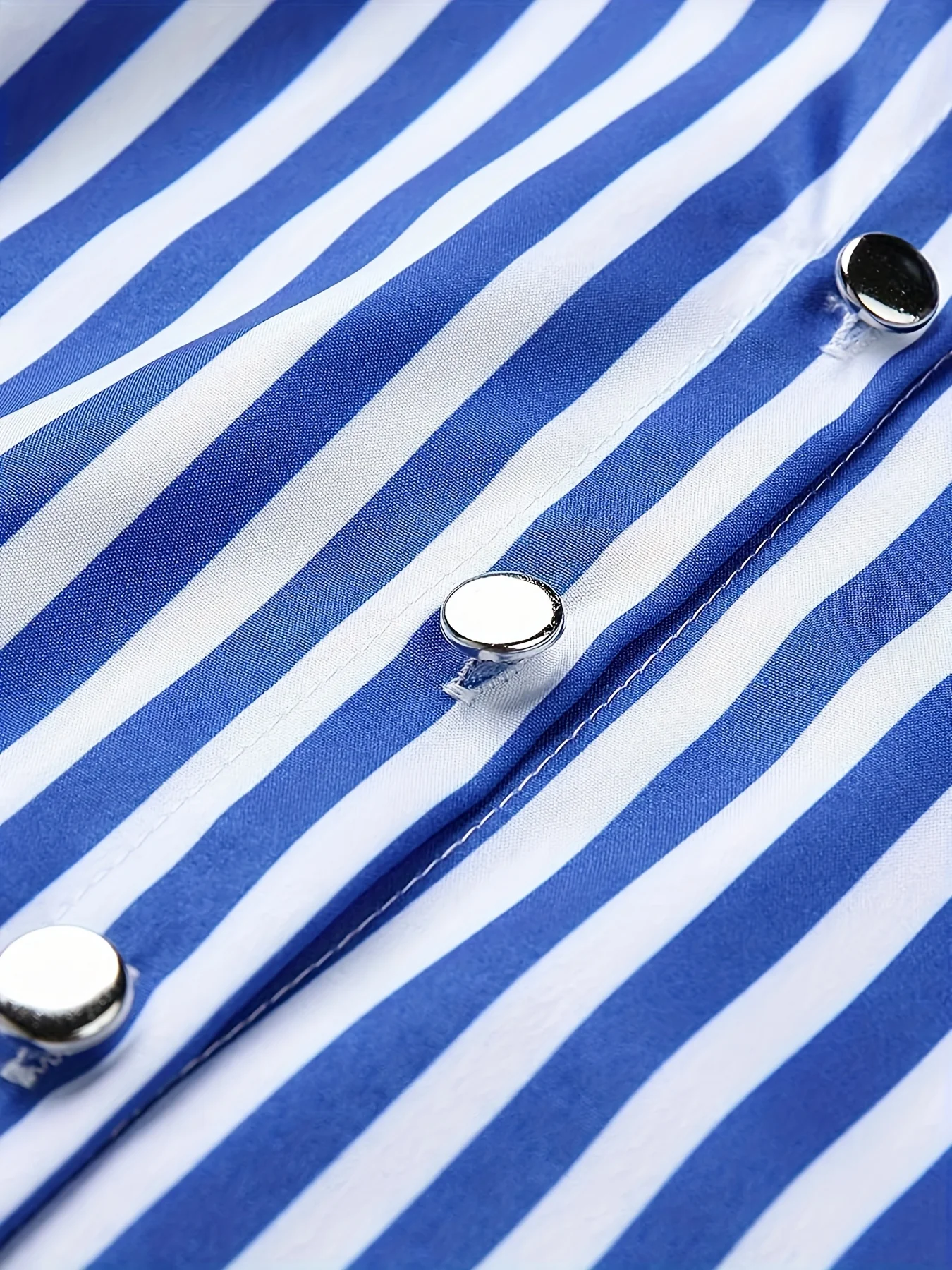 Striped Print Button Front Shirt, Elegant Long Sleeve Business Work Shirt With A Collar, Women's Clothing - Deanwangkt