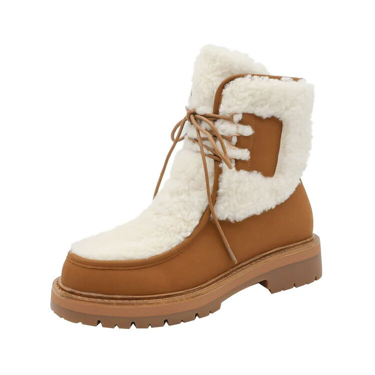deanwangkt  fashion inspo   NEW Winter Boots Women Split Leather Shoes for Women Round Toe Chunky Heel Women Boots Platform Snow Boots Warm Plush Boots - Deanwangkt