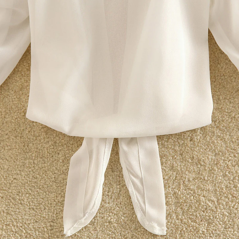 deanwangkt Summer Beach Shirts Sunscreen Chiffon Long Sleeve Cardigan Blouse White Shirt Elegant Women Blouses Bow Blusas 19869 - Deanwangkt