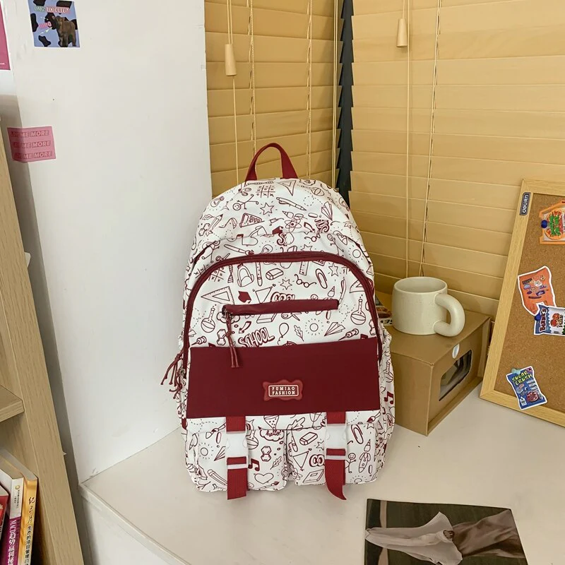 BACK TO COLLEGE  Fashion Waterproof Graffiti Backpack for Teens Student Bookbag Girl Shoolbag Travel Women Mochila College Laptop Bag - Deanwangkt