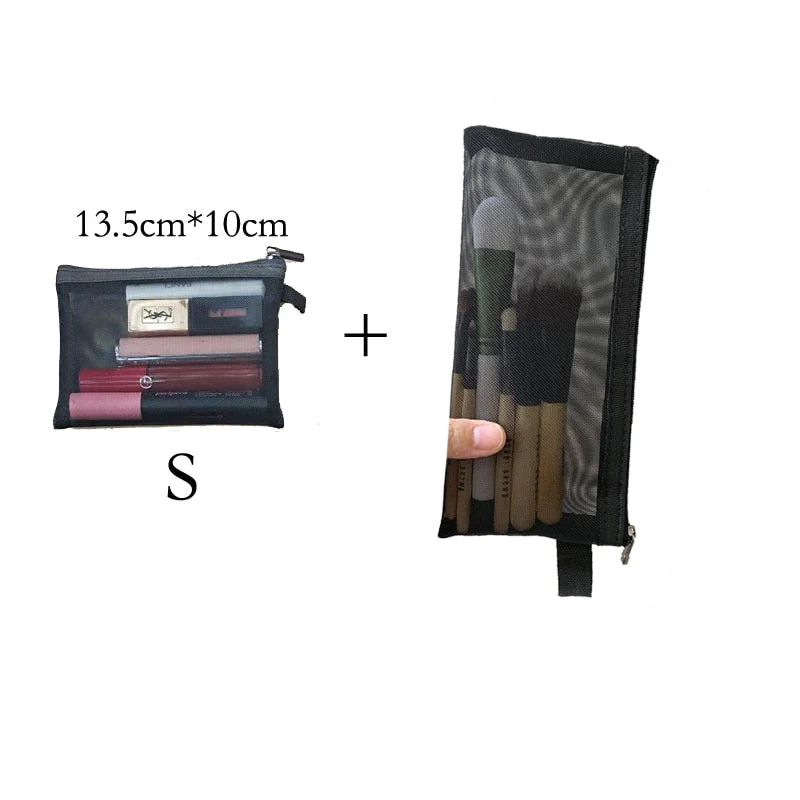 deanwangkt  Mini Mesh Cosmetic Bag Women Portable Lipstick Bag Makeup Bag One Set Makeup Pouch Toiletry Bag Necessarie Feminina Kosmetyczka - Deanwangkt