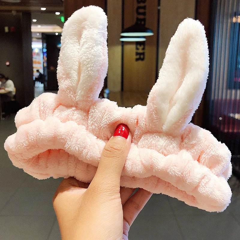 Wash Face Hair Holder Hairbands Soft Warm Coral Fleece Bow Animal Ears Headband For Women Girls Turban Fashion Hair Accessories - Deanwangkt