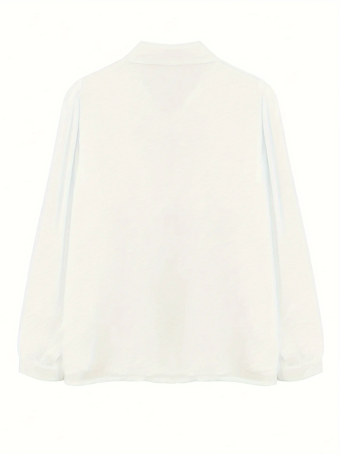 deanwangkt Solid Single Button Ruffle Trim Blouse, Sweet Long Sleeve Blouse For Spring & Fall, Women's Clothing - Deanwangkt