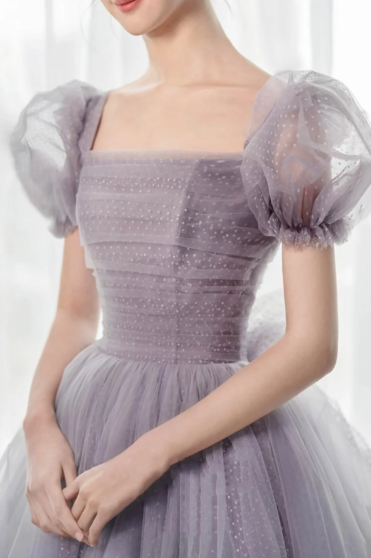solvbao Purple Tulle Long Prom Dresses, Lovely A-Line Evening Dresses - Deanwangkt